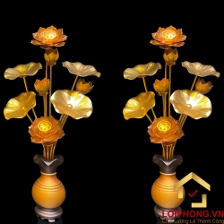 Bình hoa sen 9 bông bằng nhôm cao cấp mạ đồng cao 82 cm