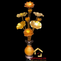 Bình hoa sen 9 bông bằng nhôm cao cấp mạ đồng cao 82 cm 1