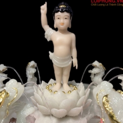 Chậu tắm Phật Đản Sanh màu trắng cao cấp cao 50 cm và cao 62 cm 4