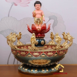Chậu tắm Phật Đản Sanh cao cấp bằng composite đường kính 57 cm, 80 cm