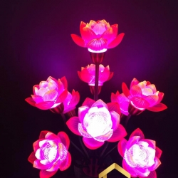 Đèn thờ 9 bông hoa sen nở rộ bằng lưu ly cao cấp 6