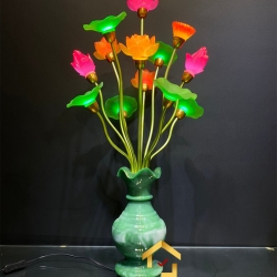 Đèn thờ hoa sen 13 bông bằng lưu ly cao cấp cao 83 cm 3