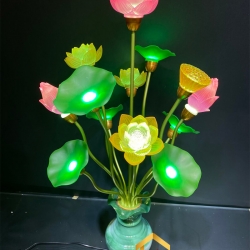 Đèn thờ hoa sen 13 bông bằng lưu ly cao cấp cao 83 cm 4