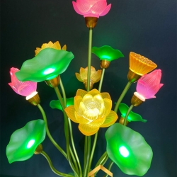 Đèn thờ hoa sen 13 bông bằng lưu ly cao cấp cao 83 cm 6