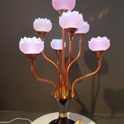 Đèn thờ hoa sen 7 bông bằng lưu ly cao cấp cao 76 cm 7