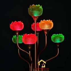 Đèn thờ hoa sen 7 bông bằng lưu ly cao cấp cao 76 cm 1