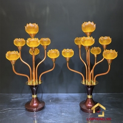 Đèn thờ hoa sen 7 bông bằng lưu ly cao cấp cao 76 cm 9