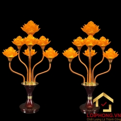 Đèn thờ hoa sen 7 bông nở rộ cao 76 cm