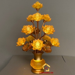Đèn thờ hoa sen 13 bông nở rộ cao 70 cm