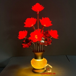 Đèn thờ hoa sen 9 bông nở rộ cao 55 cm 2