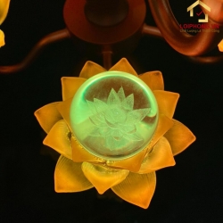 Đèn thờ hoa sen 13 bông bằng lưu ly cao cấp cao 60 cm