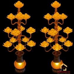 Đèn thờ hoa sen 13 bông bằng lưu ly cao cấp cao 123 cm