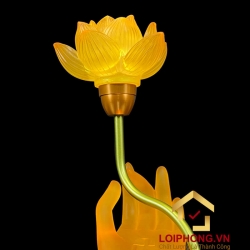 Đèn thờ tay phật cầm hoa sen bằng lưu ly cao cấp 1