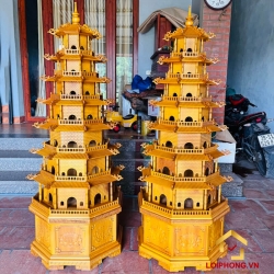 Đèn thờ tháp chùa 7 tầng cao 165 cm cổ kính độc đáo