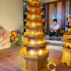 Đèn thờ tháp chùa 7 tầng cao 165 cm cổ kính độc đáo 1