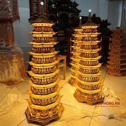 Đèn thờ tháp chùa 9 tầng cao 108 cm cổ kính độc đáo 1