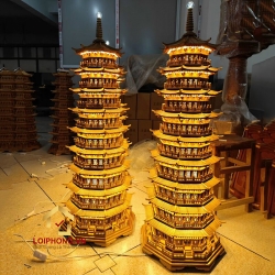 Đèn thờ tháp chùa 9 tầng cao 108 cm cổ kính độc đáo 2