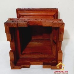 Ghế đôn gỗ vuông chạm khắc hoa sen bằng gỗ hương 3