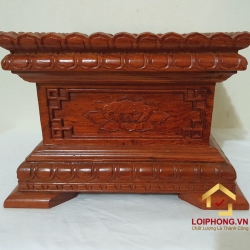 Ghế đôn gỗ vuông chạm khắc hoa sen bằng gỗ hương 30x30 cm cao 20 cm 1
