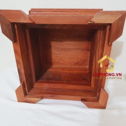 Ghế đôn gỗ vuông chạm khắc hoa sen bằng gỗ hương 30x30 cm cao 20 cm 3