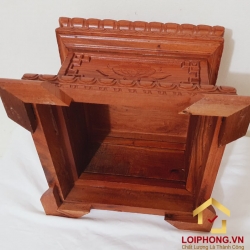 Ghế đôn gỗ vuông chạm khắc hoa sen bằng gỗ hương 30x30 cm cao 20 cm 5