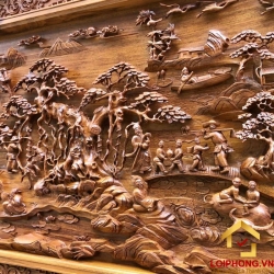 Tranh gỗ Đồng Quê đẹp 97x197x6 cm 1