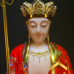 Tượng Địa Tạng Vương Bồ Tát bằng bột đá sơn đỏ viền vàng 5