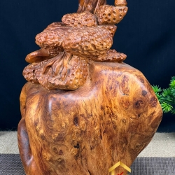Tượng ngựa gỗ phong thủy tài lộc bằng gỗ nu hương kích thước 52x26x20 cm 4
