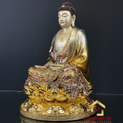 Tượng Phật A Di Đà bằng đồng ngồi đài sen ấn bảo cao 30-40-48-60 cm 4