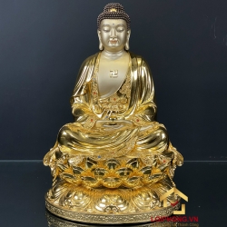 Tượng Phật A Di Đà bằng đồng ngồi đài sen dát vàng cao 30-40-48-60 cm