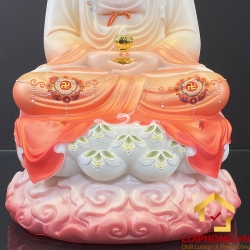 Tượng Phật A Di Đà bằng bột đá ngồi đế mây sơn đỏ cao 48 cm 6