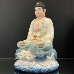 Tượng Phật A Di Đà bằng bột đá ngồi đế mây sơn xanh cao 48 cm 5