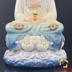 Tượng Phật A Di Đà bằng bột đá ngồi đế mây sơn xanh cao 48 cm 6