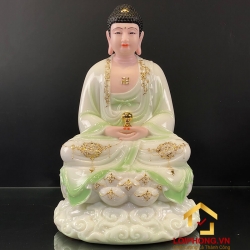 Tượng Phật A Di Đà bằng bột đá cẩm thạch thiên thanh cao 30,40,48 cm