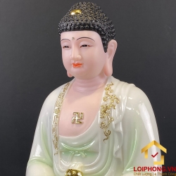 Tượng Phật A Di Đà bằng bột đá cẩm thạch thiên thanh cao 30,40,48 cm 3