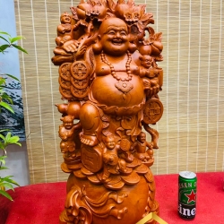 Tượng Phật Di Lặc gánh đào kích thước 70x32x30 cm 2