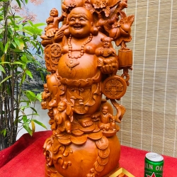 Tượng Phật Di Lặc gánh đào kích thước 70x32x30 cm 3