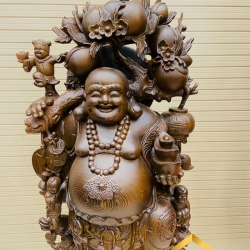 Tượng Phật Di Lặc ngũ phúc gánh đào kích thước 120x52x47 cm 2