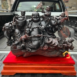 Tượng Phật Di Lặc ngũ phúc kích thước 62x60x40 cm 