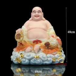 Tượng Phật Di Lặc bằng bột đá đẹp kích thước 48x48x36 cm 