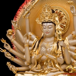 Tượng Phật Mẫu Chuẩn Đề bằng đồng dát vàng cao 30cm, 40 cm, 48 cm 2