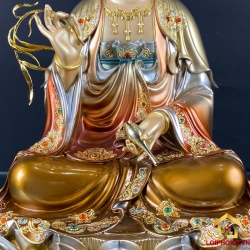 Tượng Phật Quan Âm bằng đồng men cổ sơn màu coa 30 - 40 - 48 cm 5