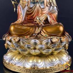 Tượng Phật Quan Âm bằng đồng men cổ sơn màu coa 30 - 40 - 48 cm 6