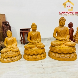 Tượng Phật Thích Ca tĩnh tâm kích thước 40x23x23 cm gỗ gõ vàng