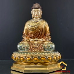 Tượng Phật Thích Ca bằng đồng men cổ kích thước 50x40x40 cm 