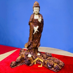 Tượng Phật Quan Âm đứng sóng kích thước 30x25x16 cm