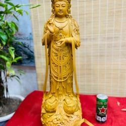 Tượng Phật Quan Âm đứng đài sen kích thước 70x23x21 cm 4