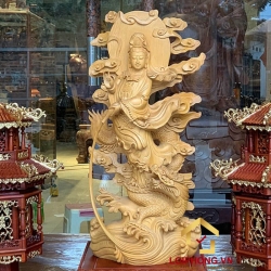 Tượng Phật Quan Âm ngự long kích thước 70x32x20cm 1