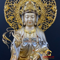 Tượng Phật Quan Âm bằng đồng kích thước 40x25x25 cm  2