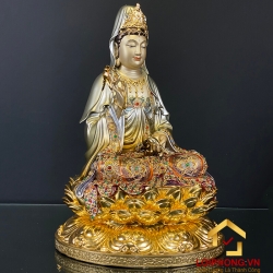 Tượng Phật Quan Âm bằng đồng ngồi đài sen ấn bảo cao 30 – 40 – 48 – 60 cm 2